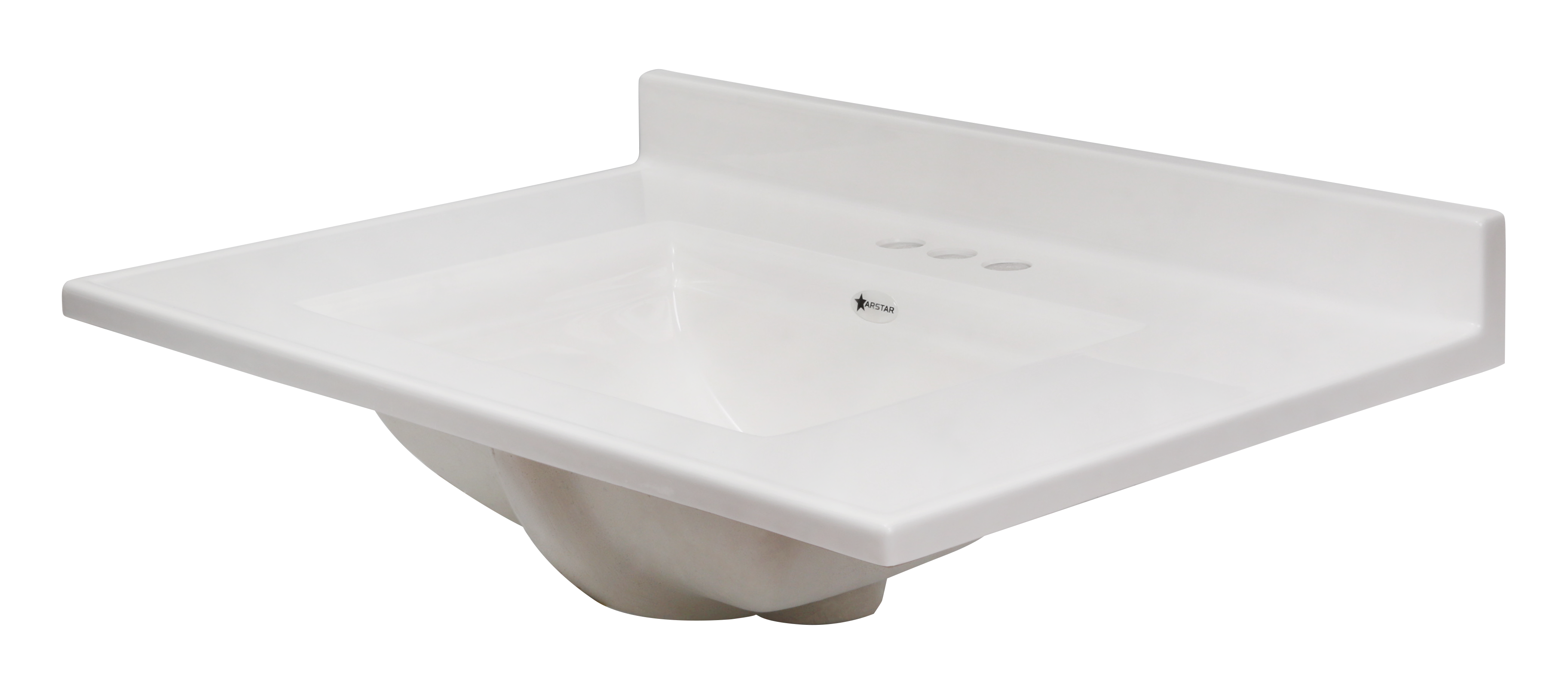 Camila 22 cultured marble vanity top — right side, white