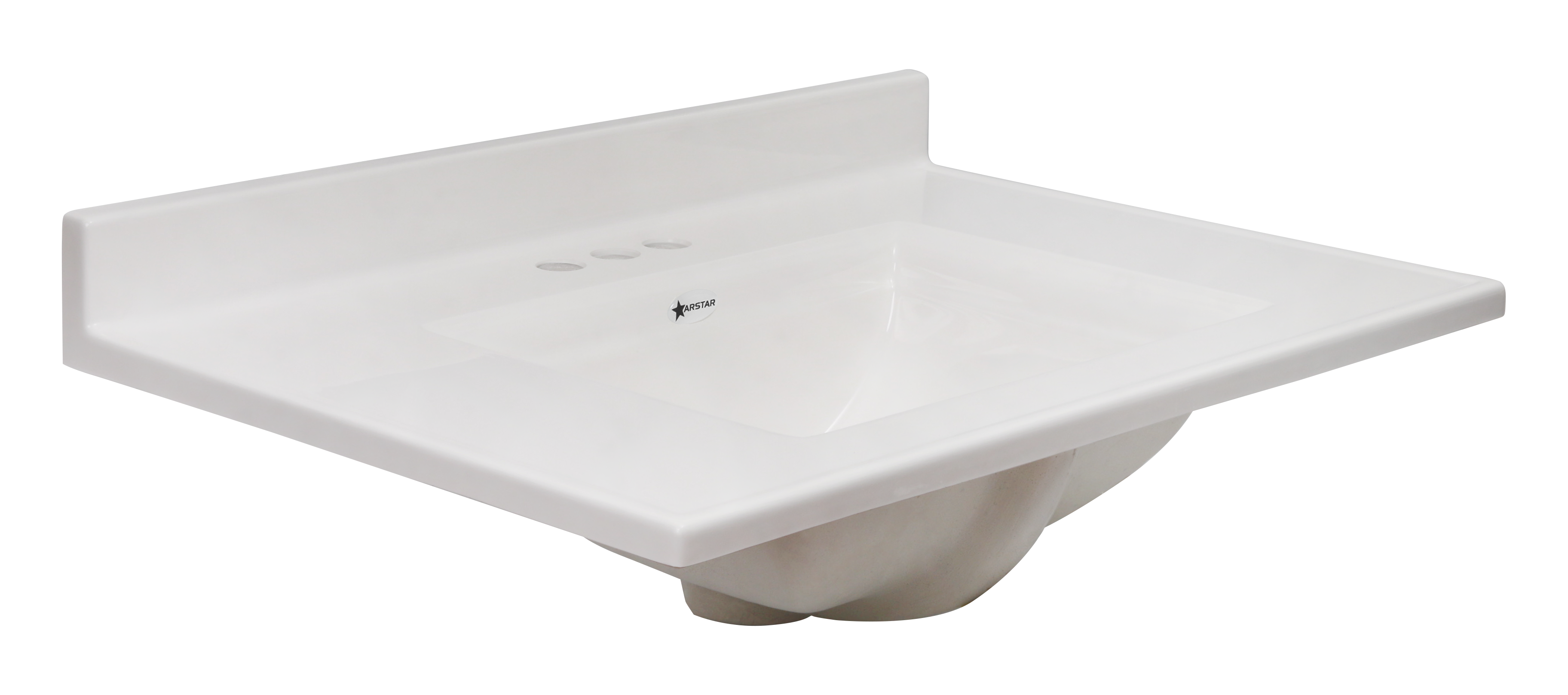 Camila 22 cultured marble vanity top — left side, white