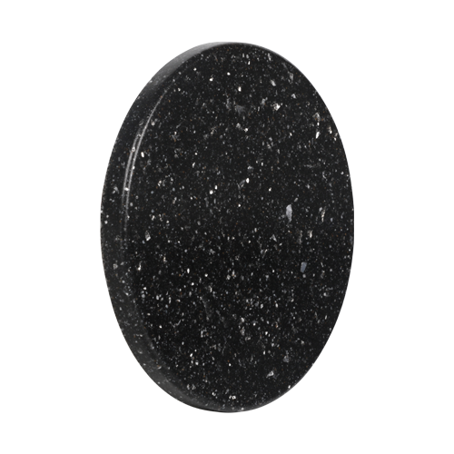 Crater cultured marble lazy susan — side view, crater relief detail