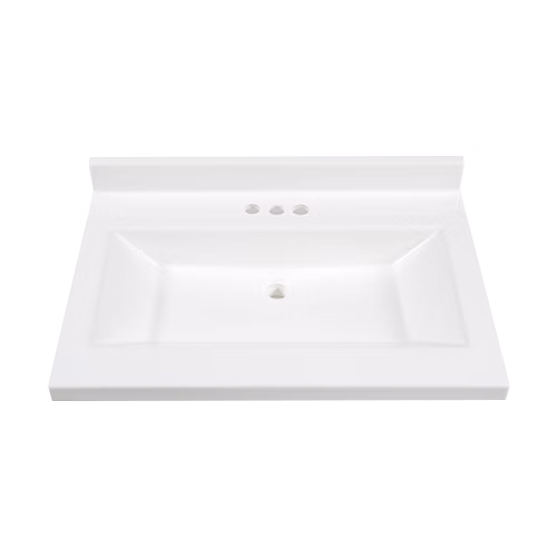 Carolina cultured marble vanity top — front view, white