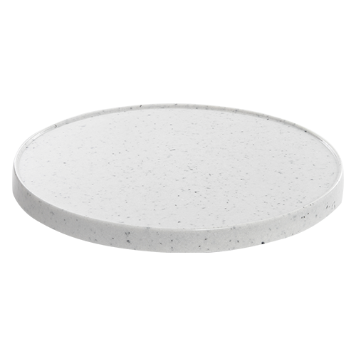 Ara cultured marble lazy susan — front view, sculpted edge profile