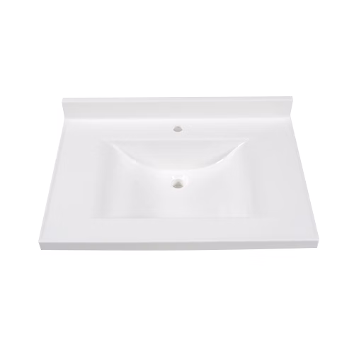Contempo cultured marble vanity top — front view, white