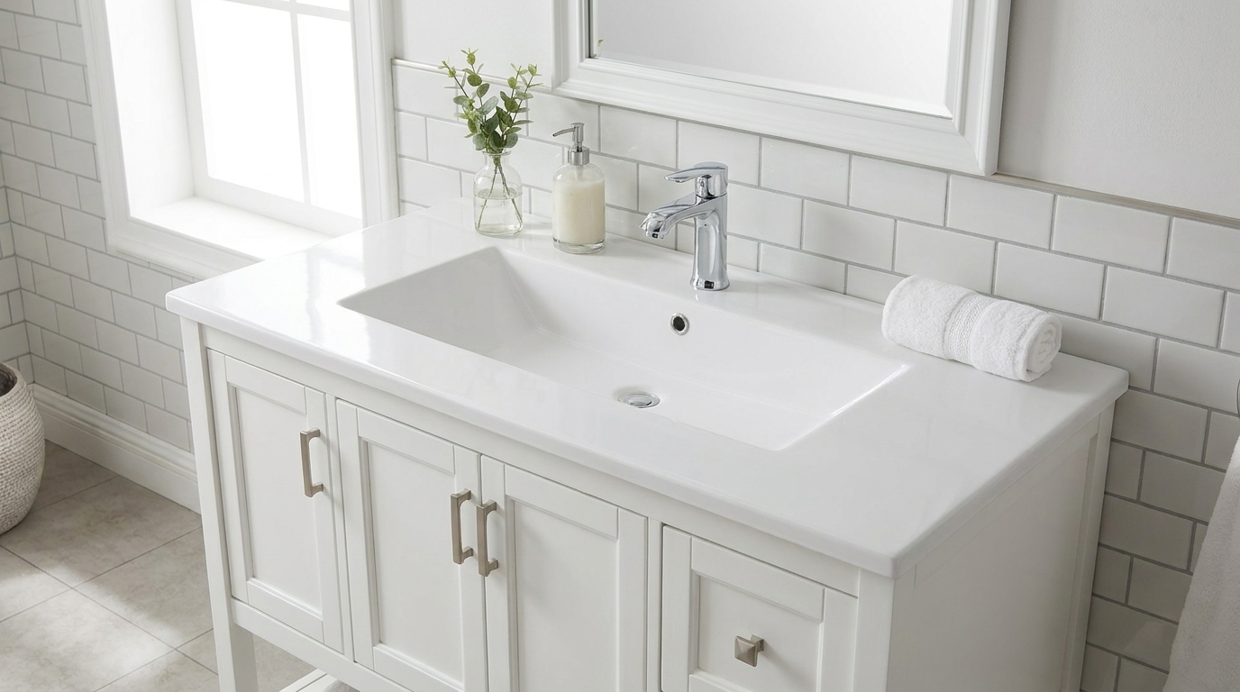 Cultured marble vanity tops wholesale. B2B solutions elevating commercial bathroom design & lasting performance.