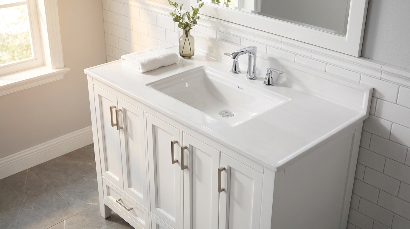 Cultured marble vanity tops wholesale for B2B buyers in commercial construction and hotel renovations.