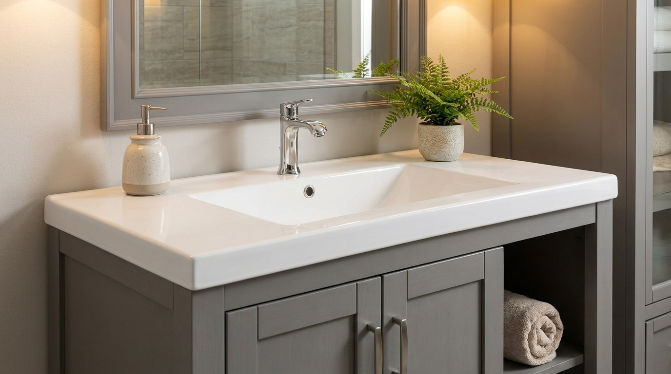 ARSTAR's cultured marble vanity tops for wholesale B2B buyers. Seamless supply chain for builders & commercial procurement.