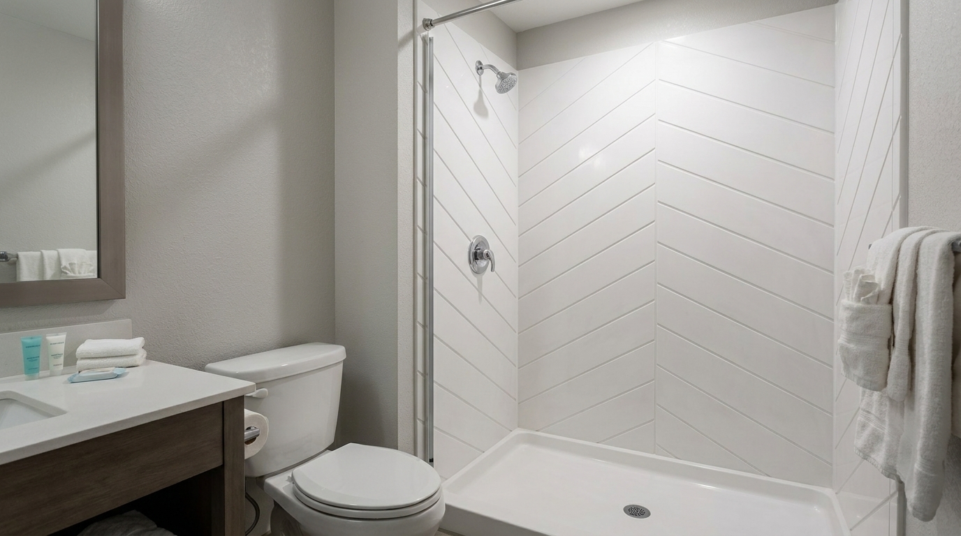 Leverage cultured marble shower panel custom sizes for B2B hotel bathroom renovations. Durable, low-maintenance solution.