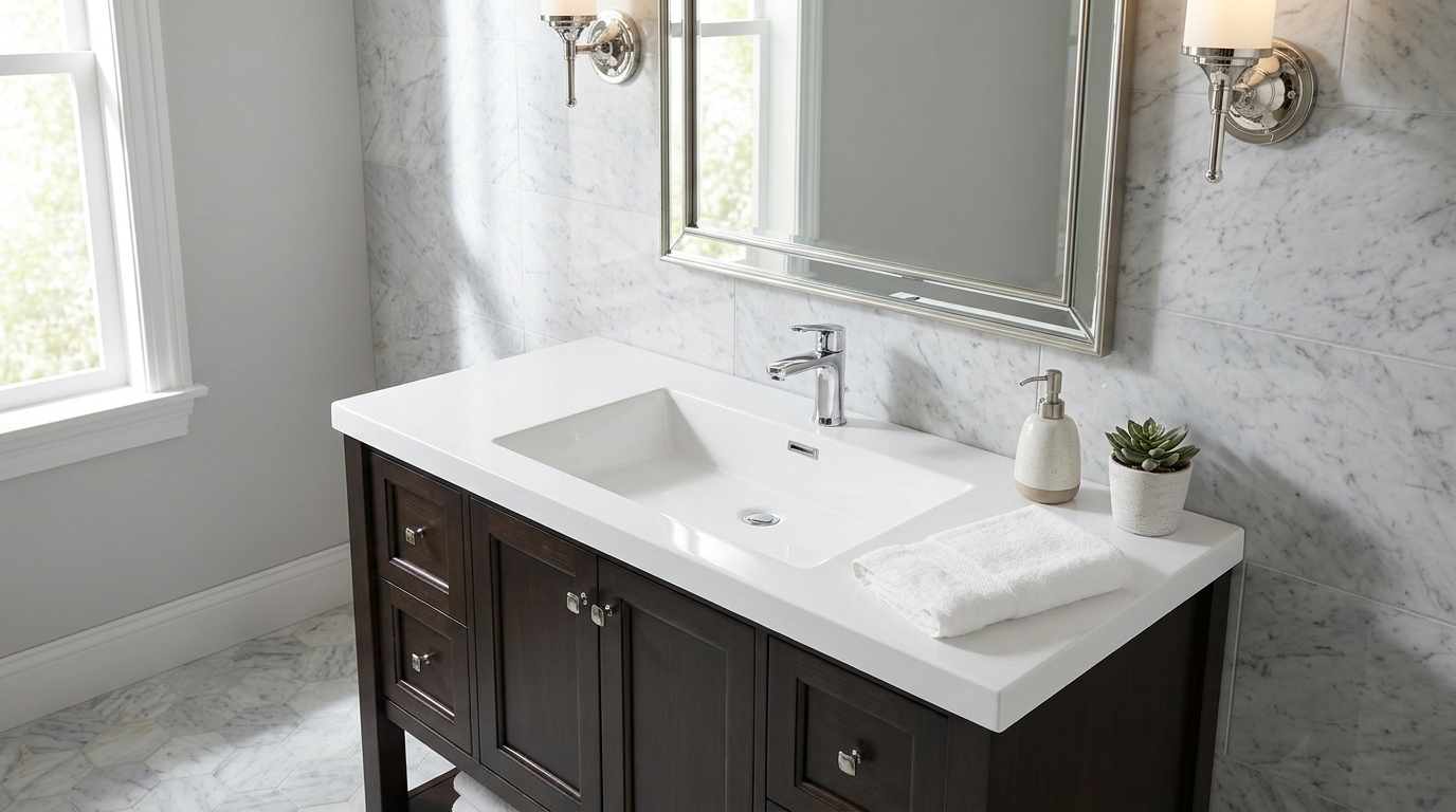 Wholesale cultured marble vanity tops for commercial projects & hotel renovation. Smart choice for B2B buyers.