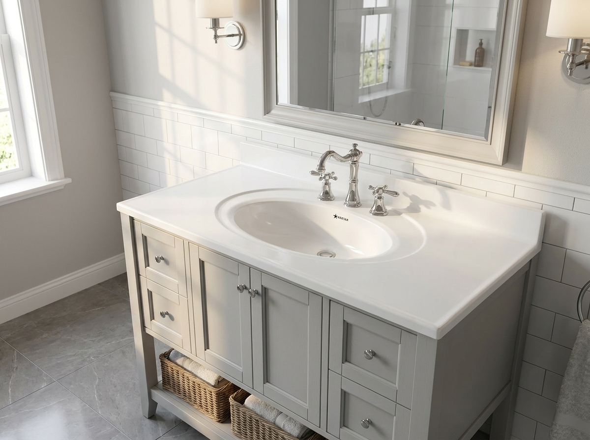Premium cultured marble vanity tops for B2B. Discover top US manufacturer ARSTAR for wholesale commercial bathroom solutions.