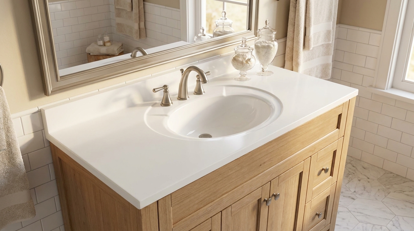 Cultured marble vanity tops, a smart wholesale choice for B2B hotel renovation & commercial construction.