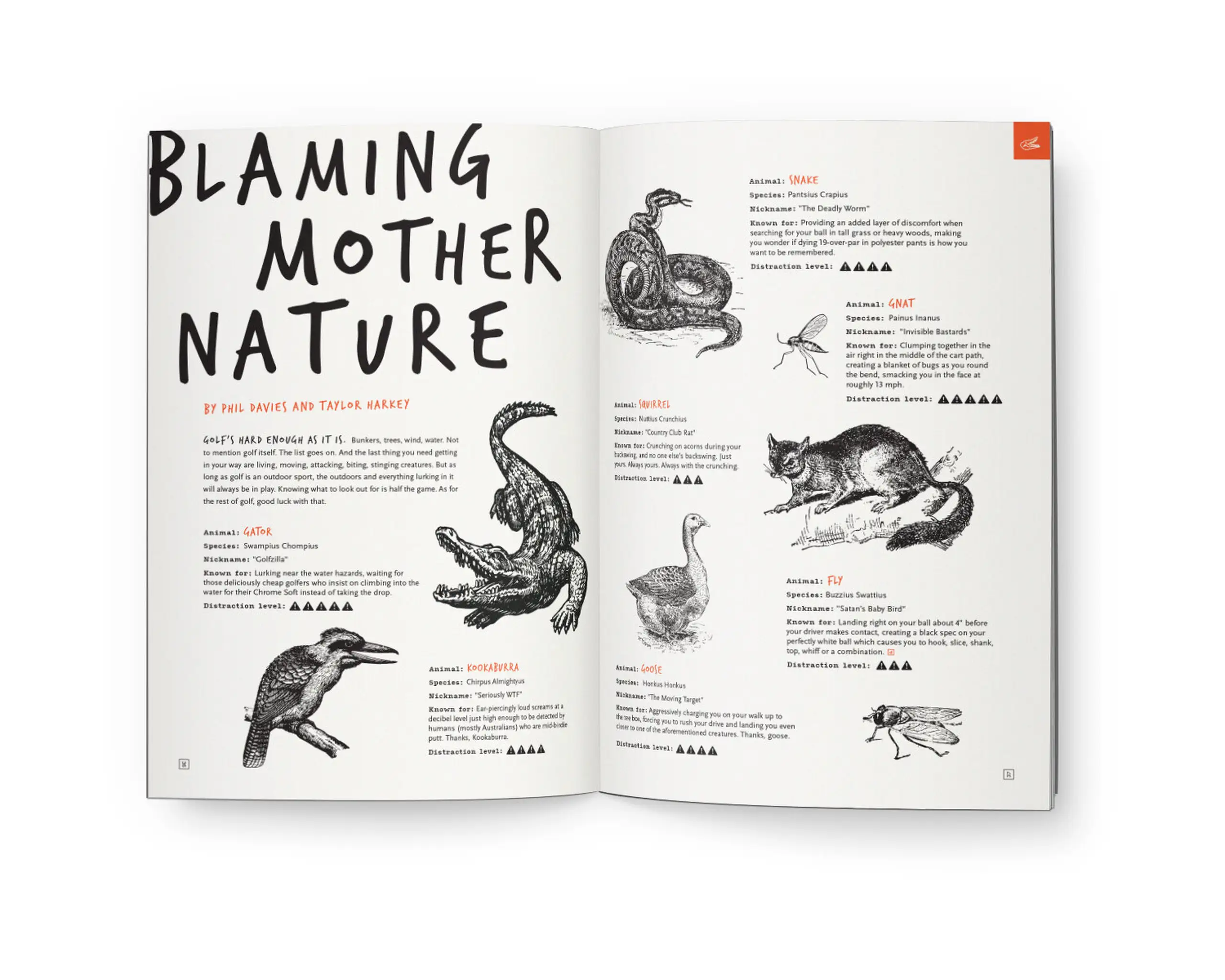 Blaming mother nature page in the Callaway Golf magazine