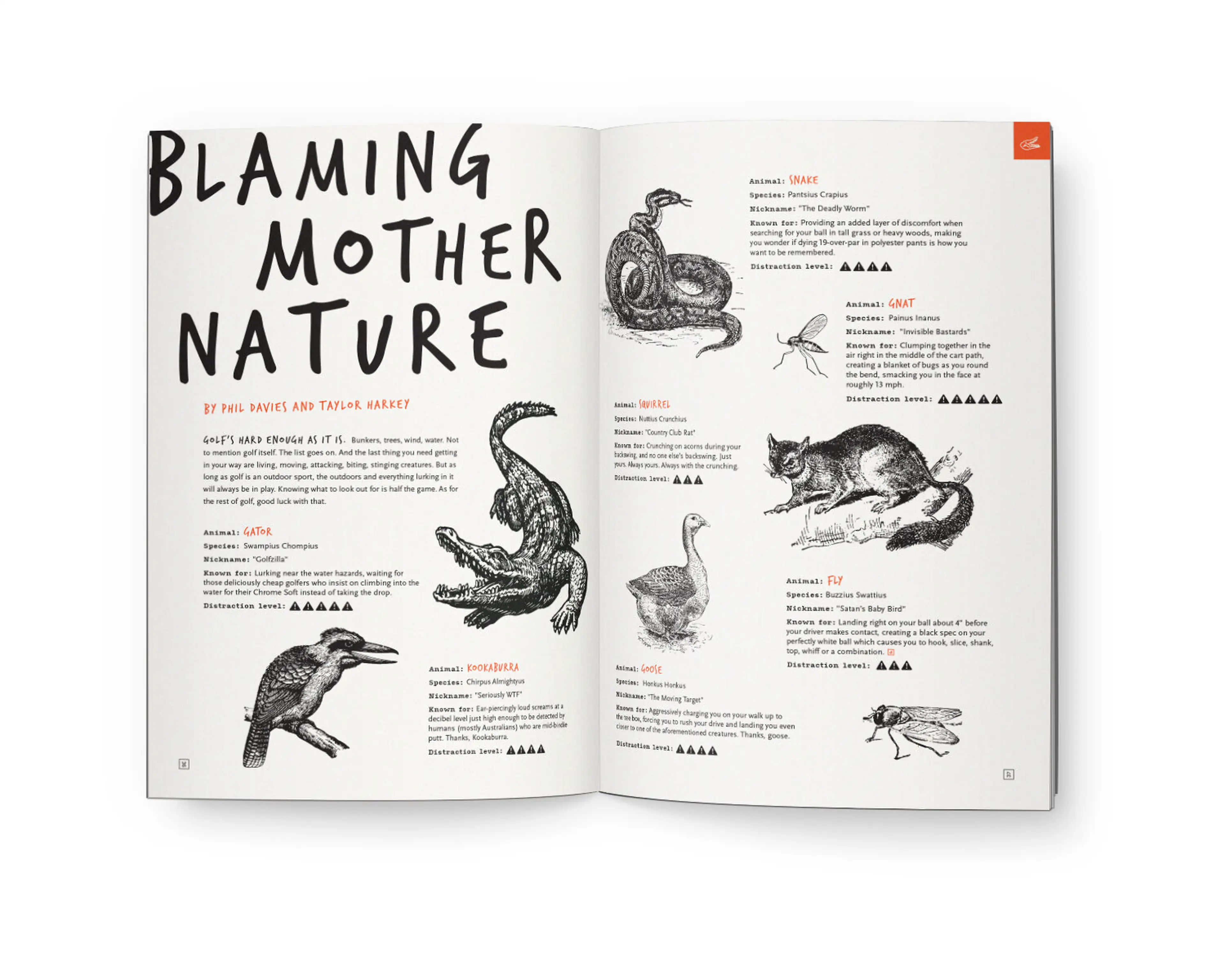 Blaming mother nature page in the Callaway Golf magazine