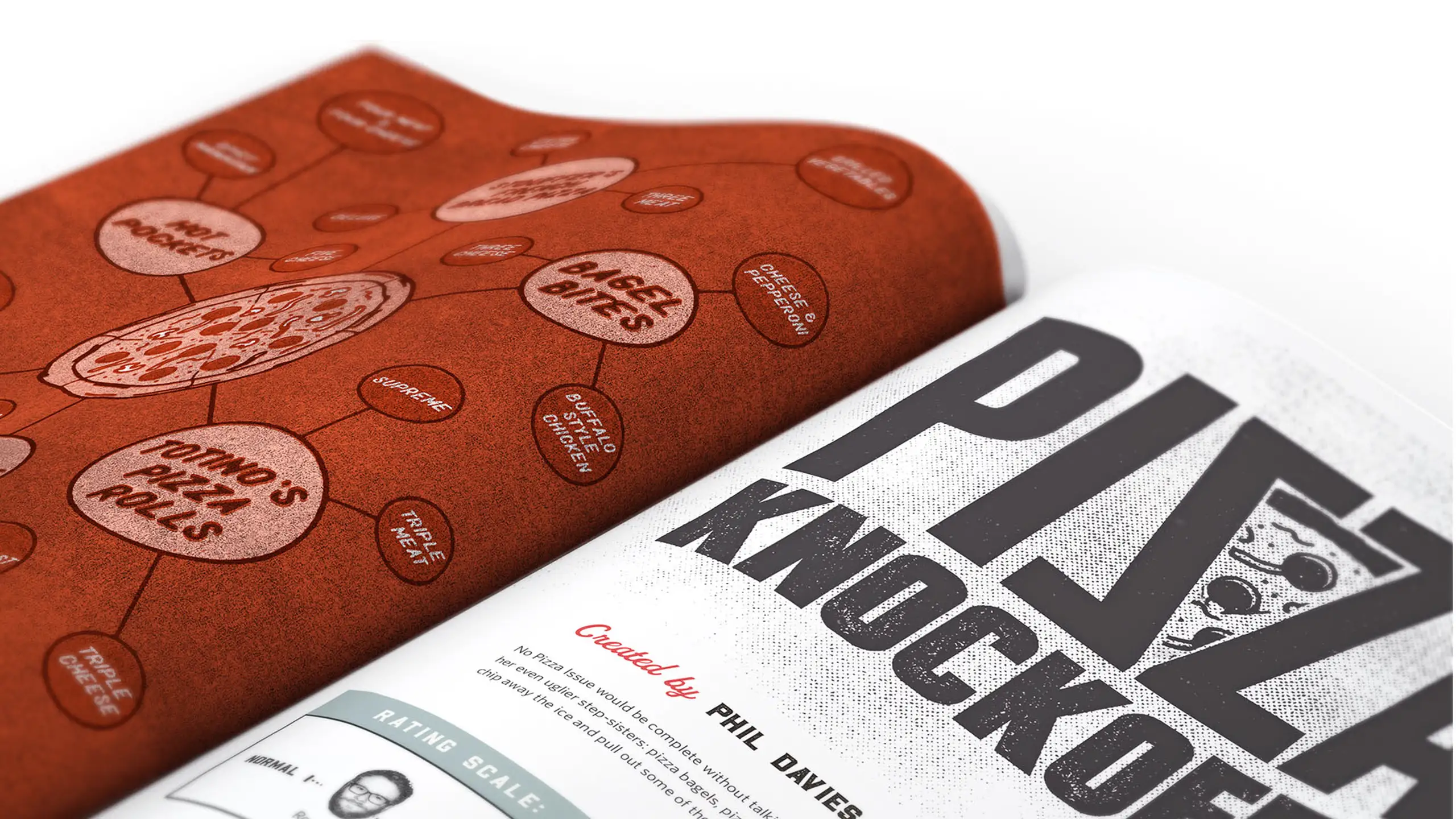 Pizza comparison magazine page closeup