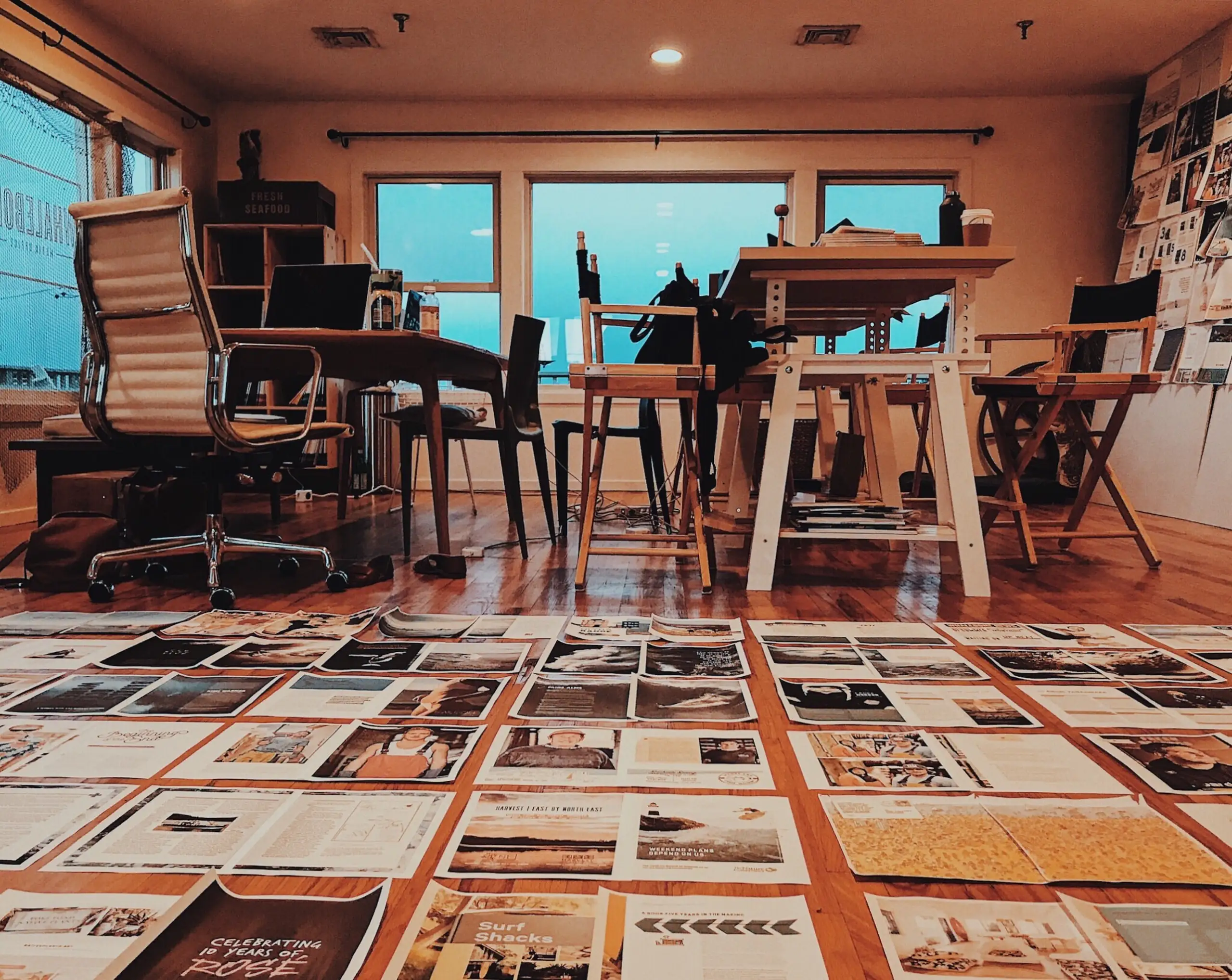 Whalebone pages laid out on the floor