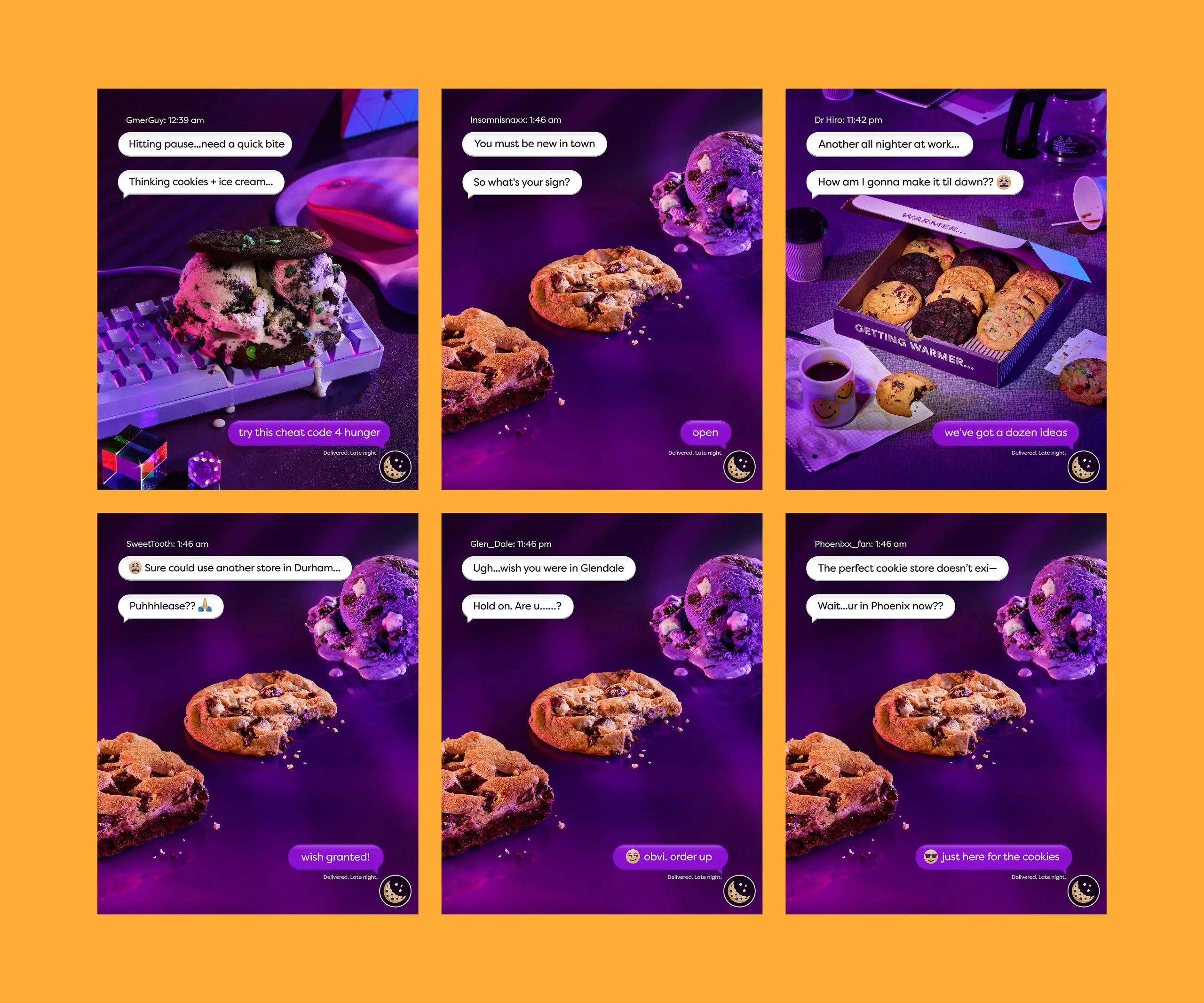Social posts for The Night is Yum campaign