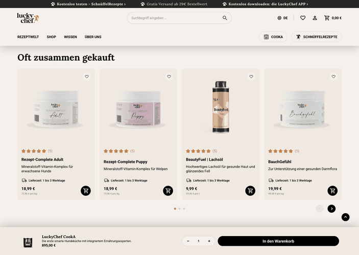 LuckyChef product detail cross selling products