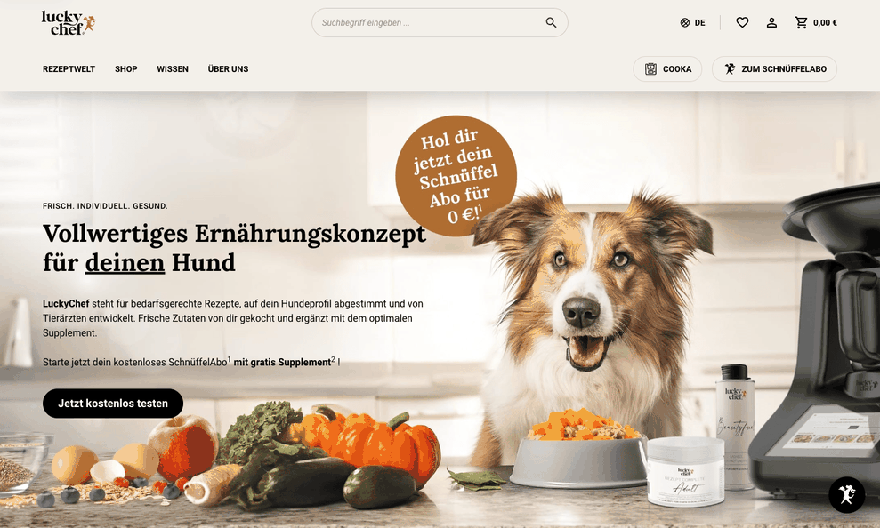 LuckyChef homepage hero section