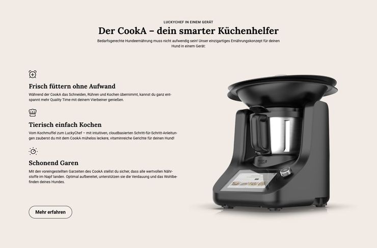 LuckyChef homepage CookA teaser section