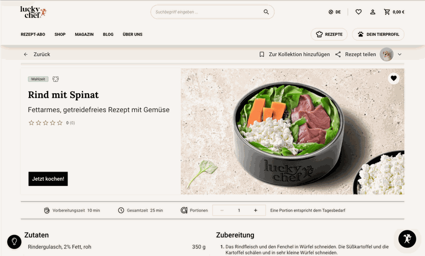 LuckyChef recipe detail page
