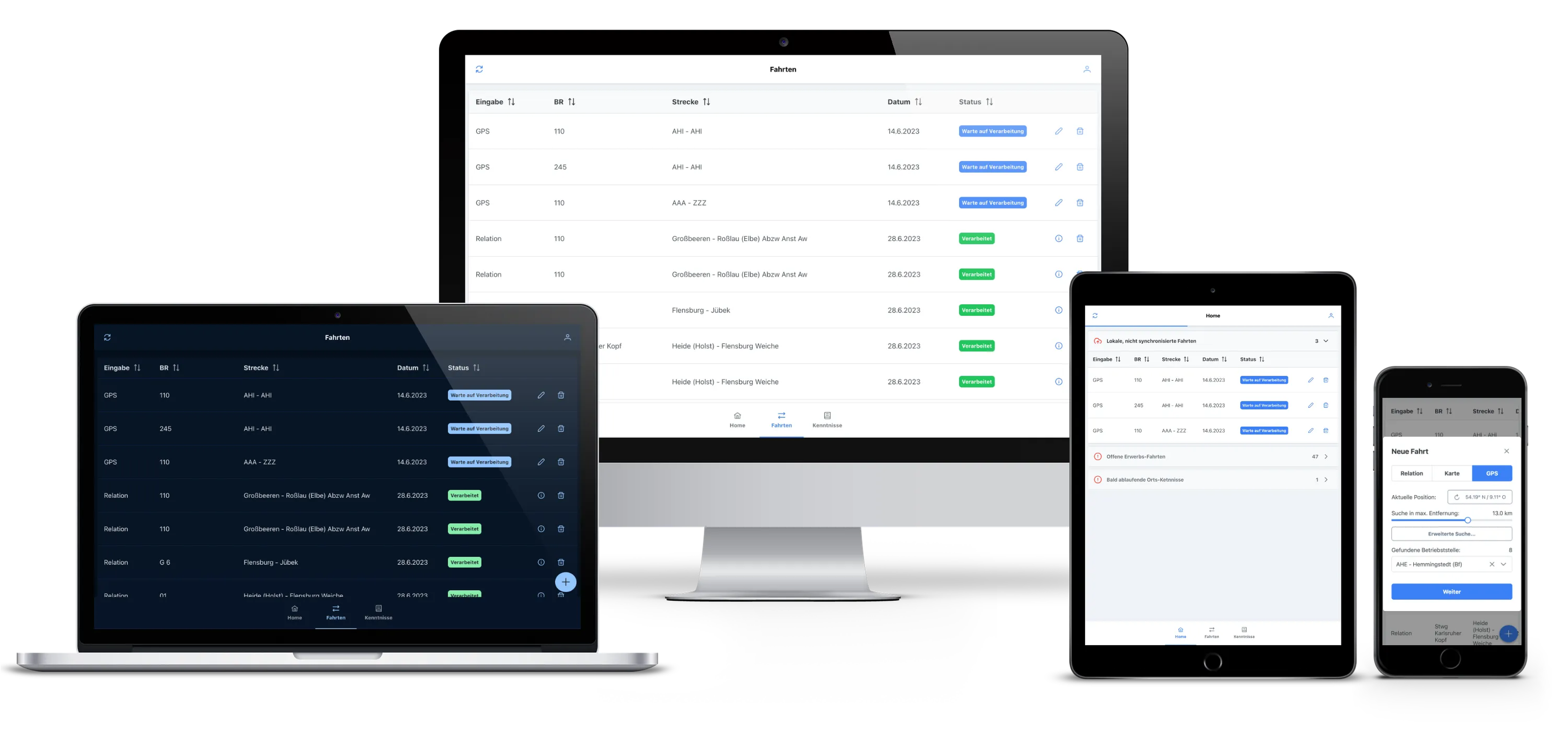Responsive webapp design for EDITH shown on desktop, laptop, tablet, and mobile devices