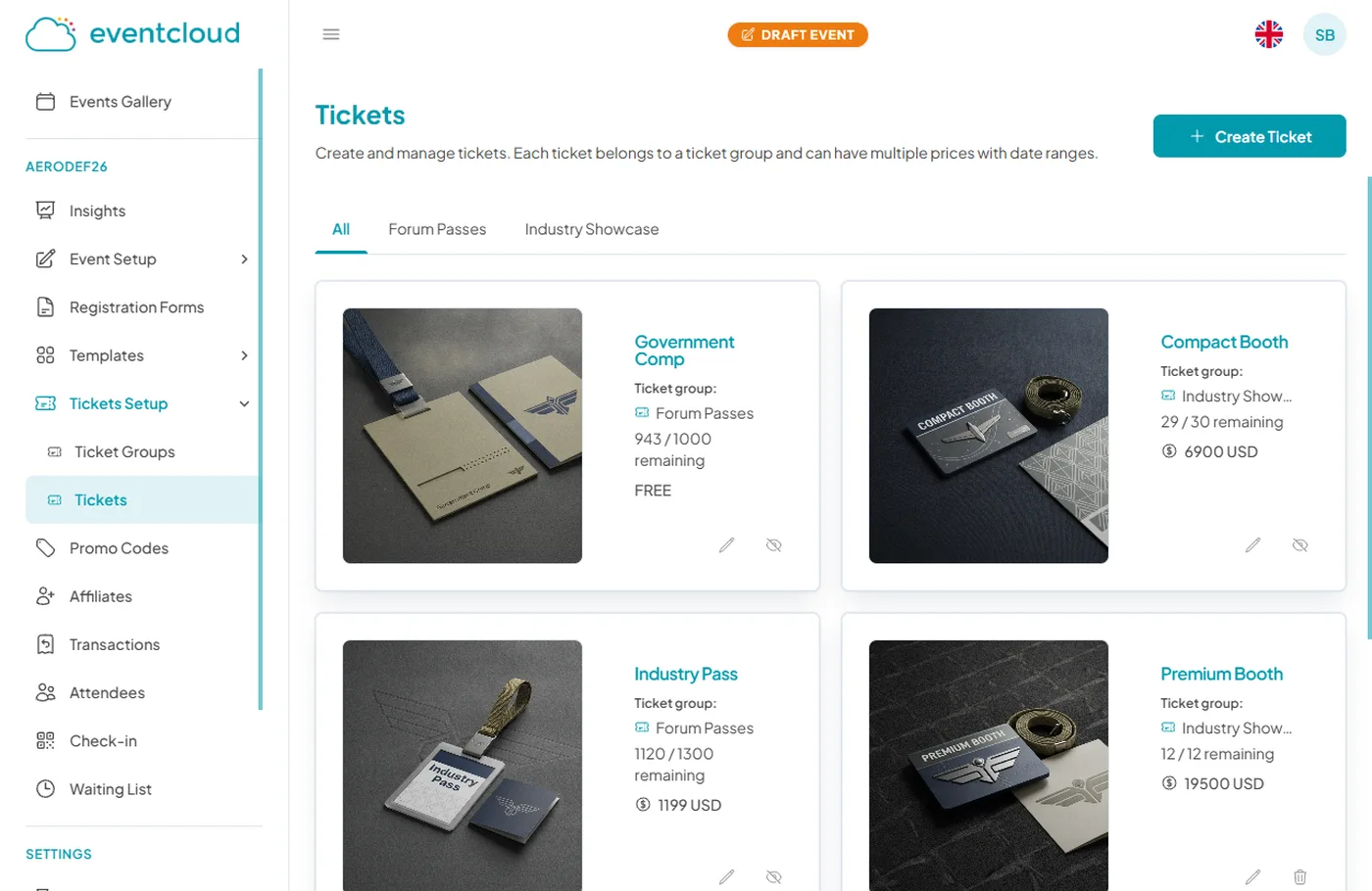 eventcloud ticket types and pricing setup