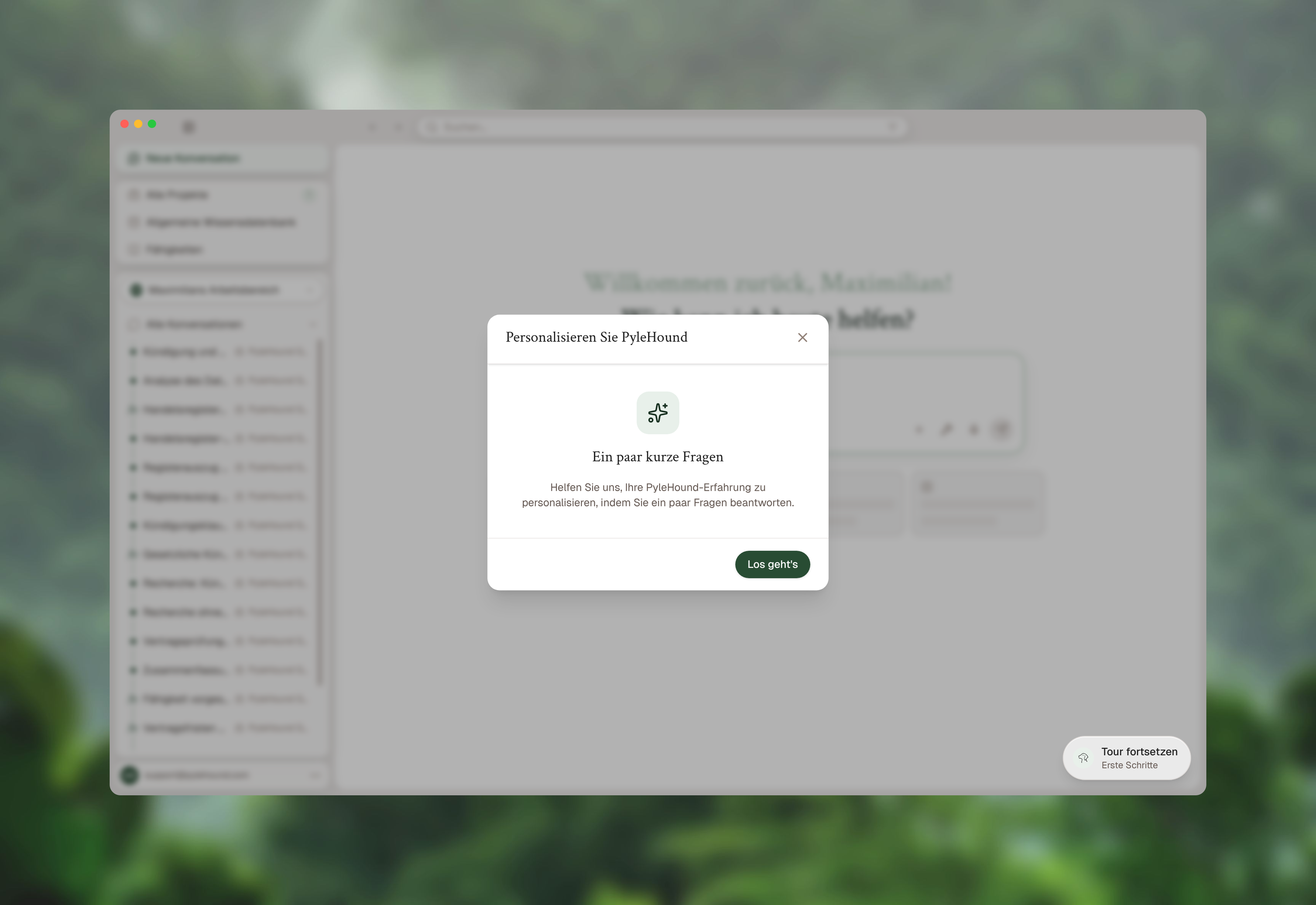 Fragebogen zum Tätigkeitsprofil beim ersten Start