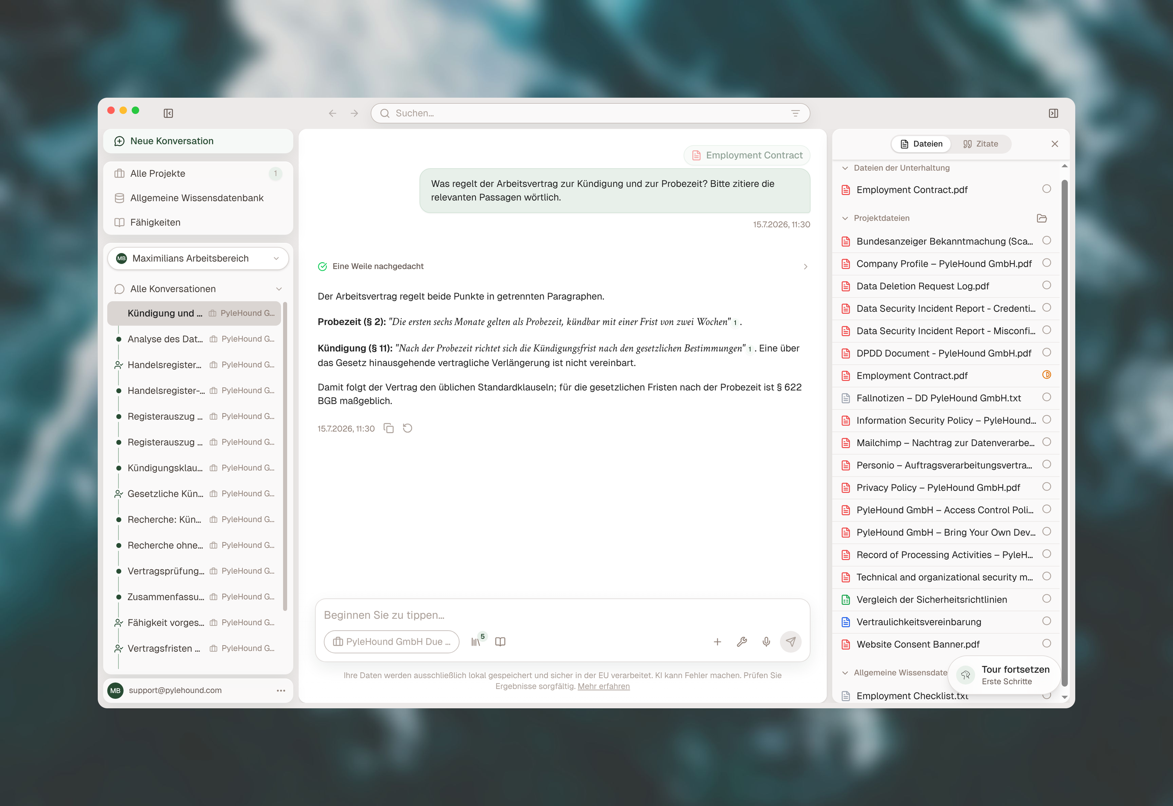 Seitenbereich Dateien mit Abschnitt Allgemeine Wissensdatenbank