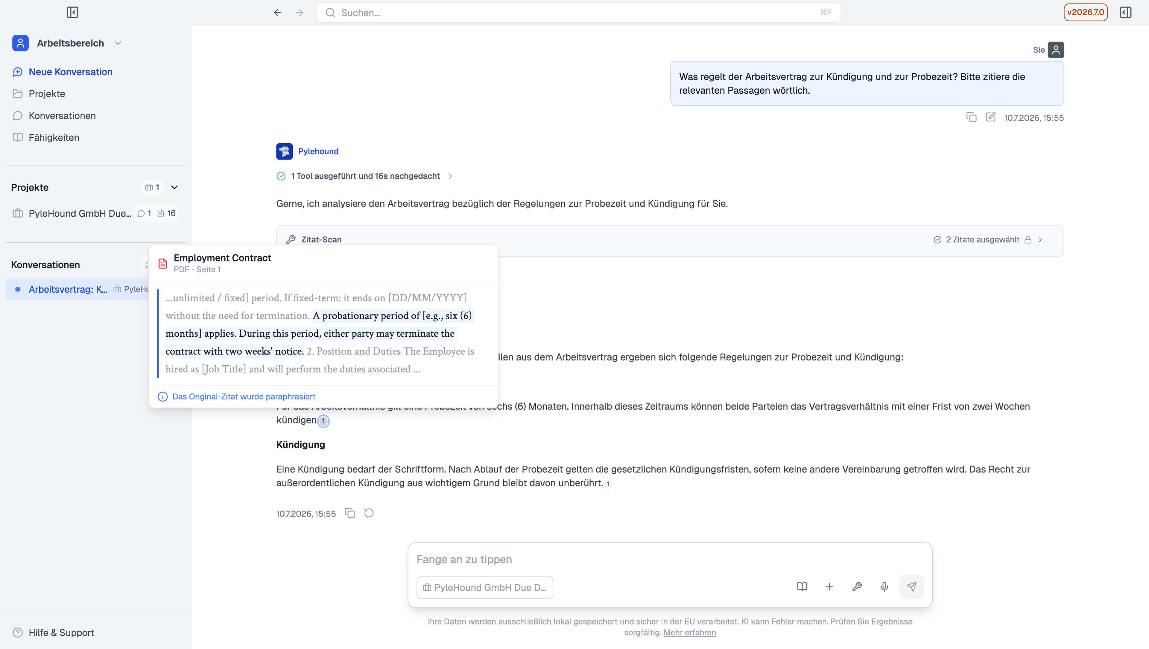 Zitatvorschau beim Überfahren der Zitatnummer