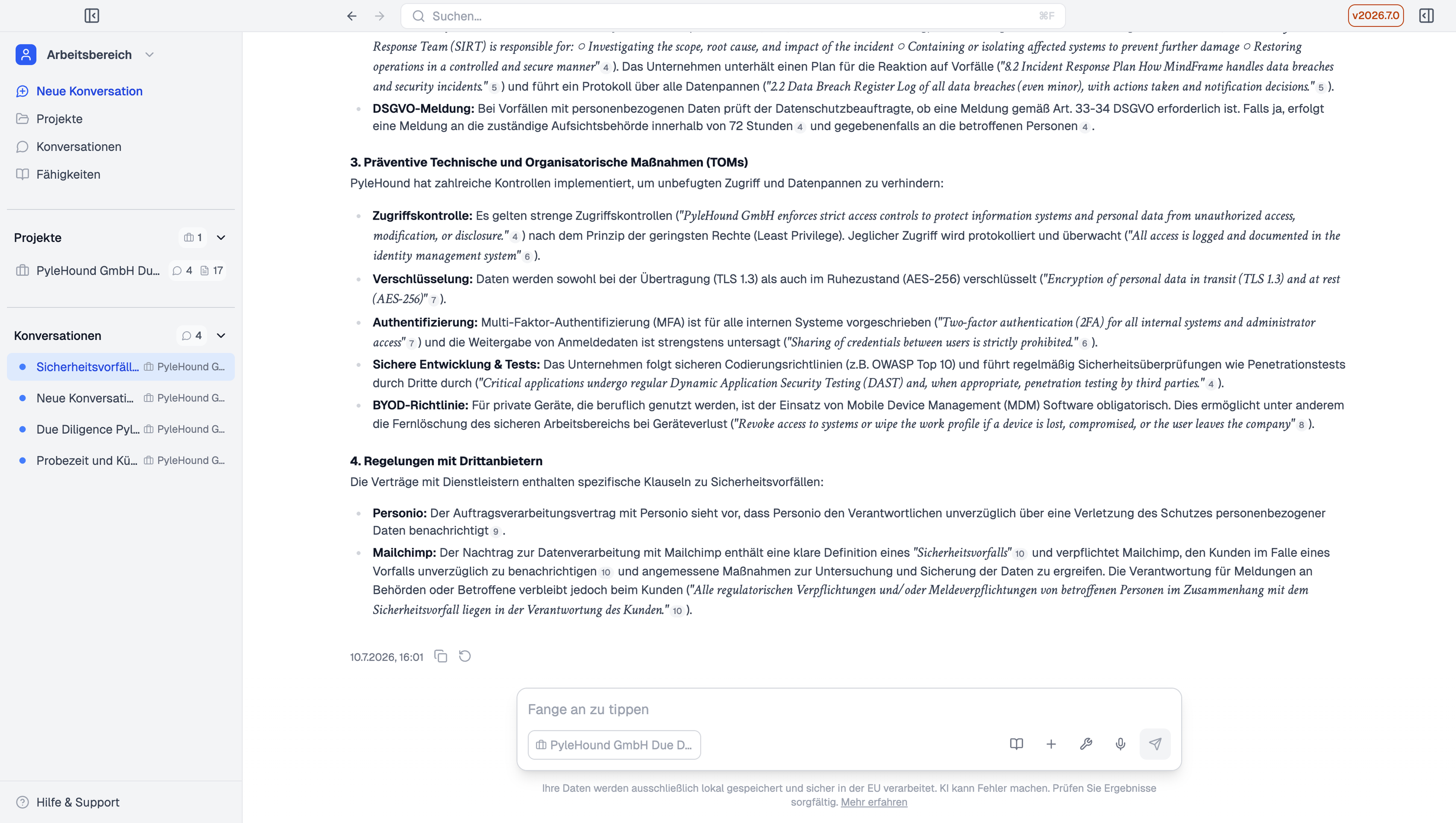 Belegte Zusammenfassung der Fundstellen