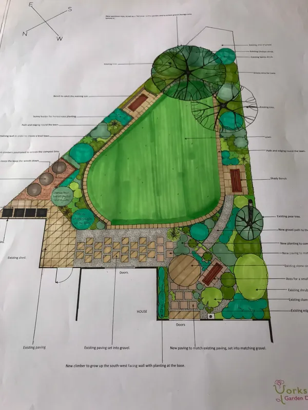 A low-maintenance garden with ornamental grasses in Leeds