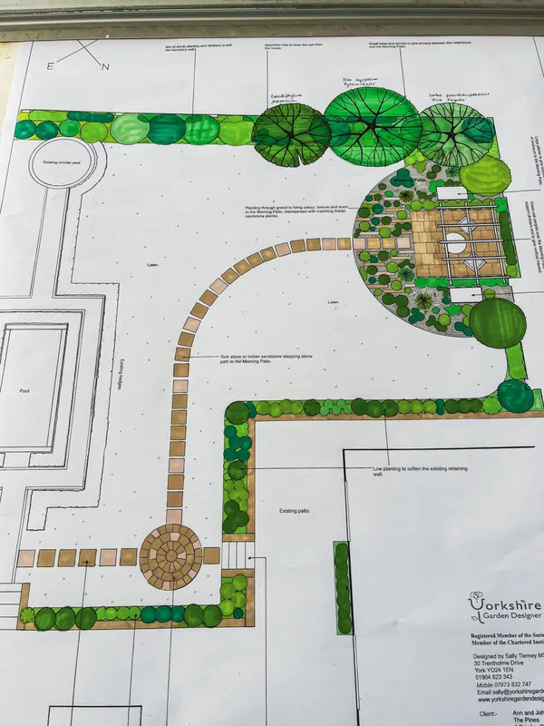 A Yorkshire garden seen through evening light