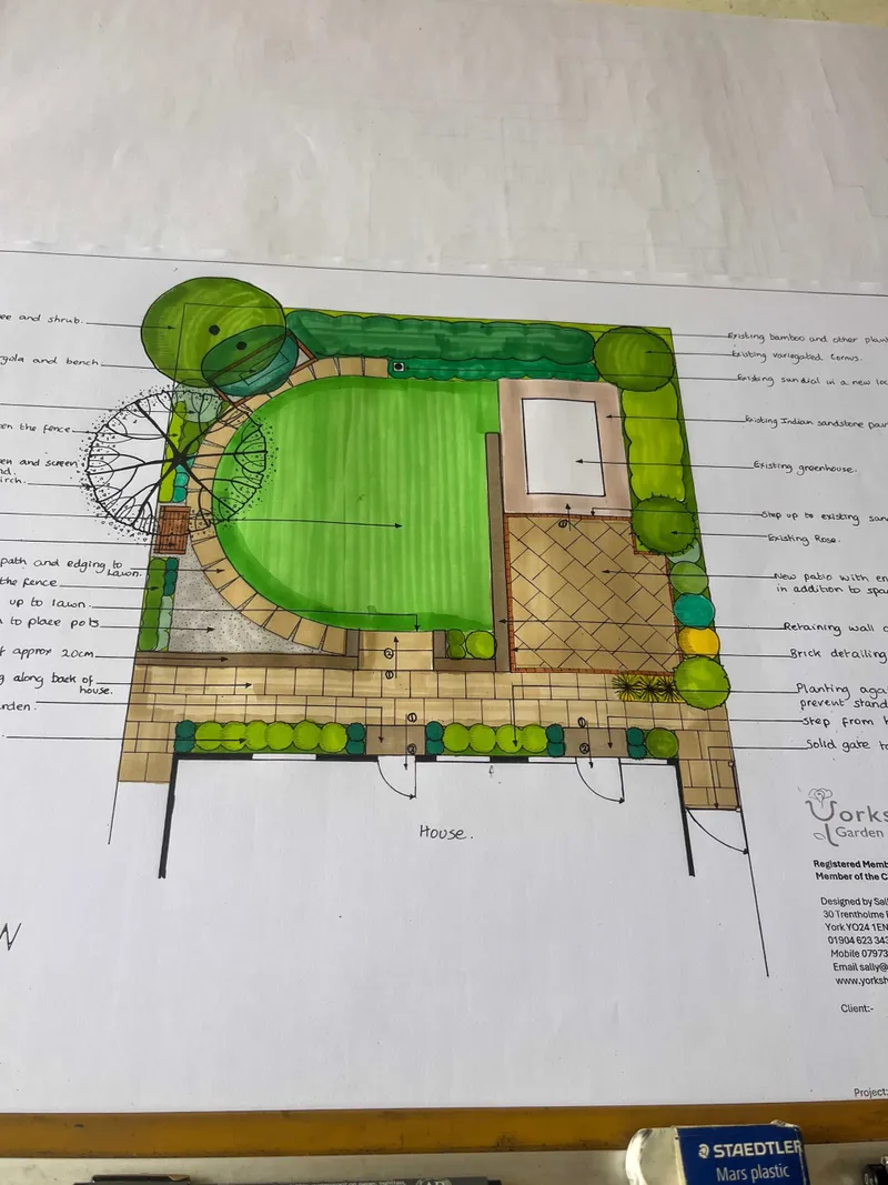 Aerial view of a garden designed by Sally Tierney