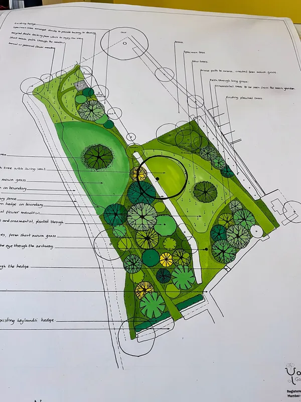 Contemporary garden design with ornamental grasses and structured borders