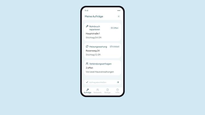 Elenco degli incarichi su smartphone: riparazioni e manutenzioni con indirizzo, scadenza e stato