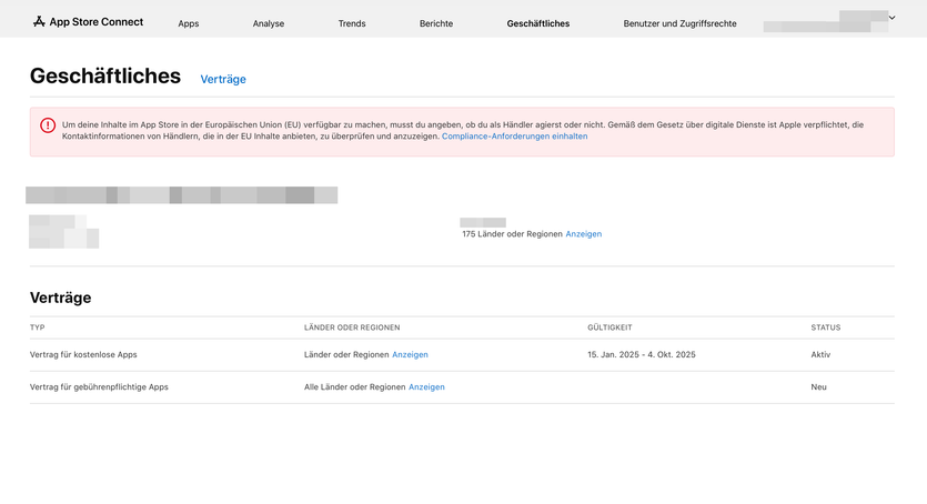 App Store Connect: Compliance-Anforderungen einhalten