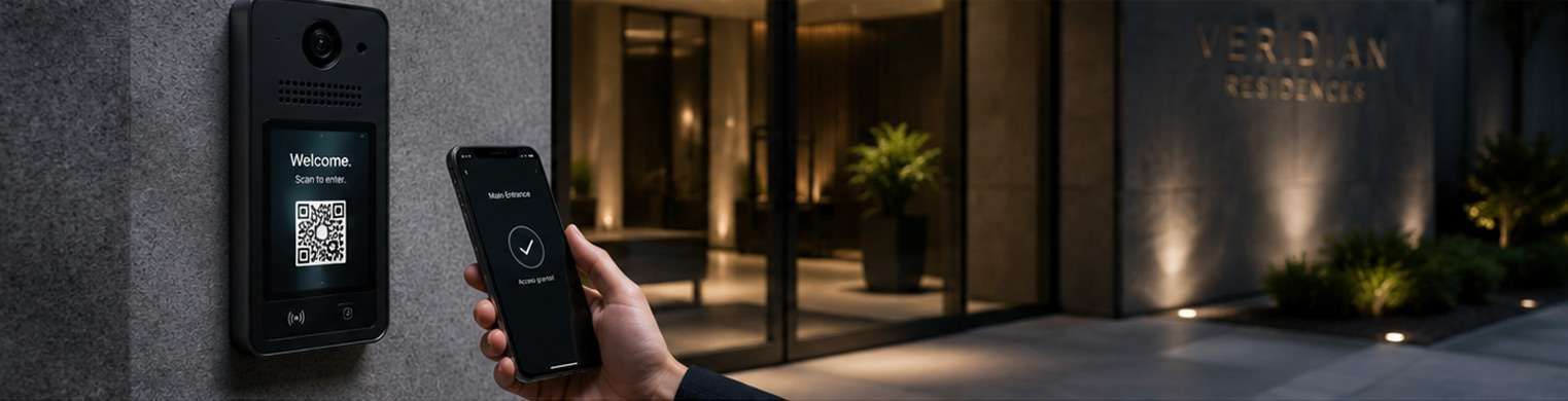 QR entry at building lobby