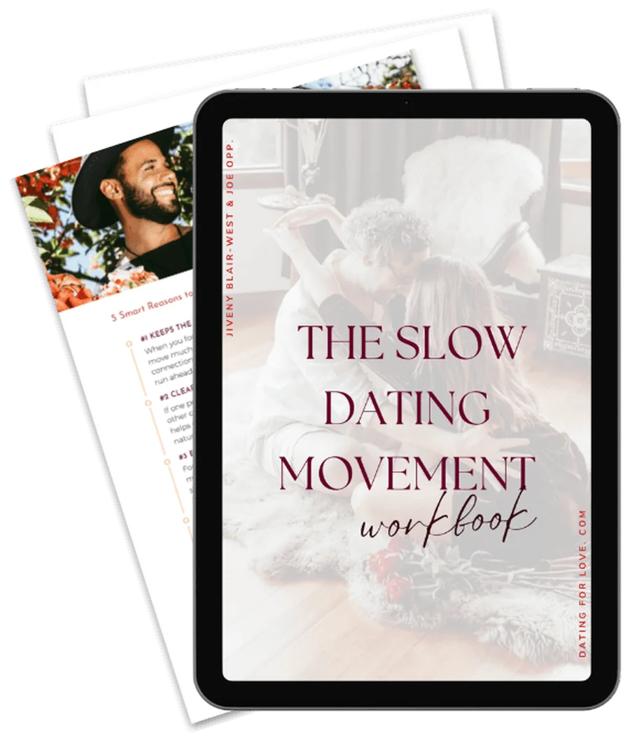 The Slow Dating Movement workbook on a tablet