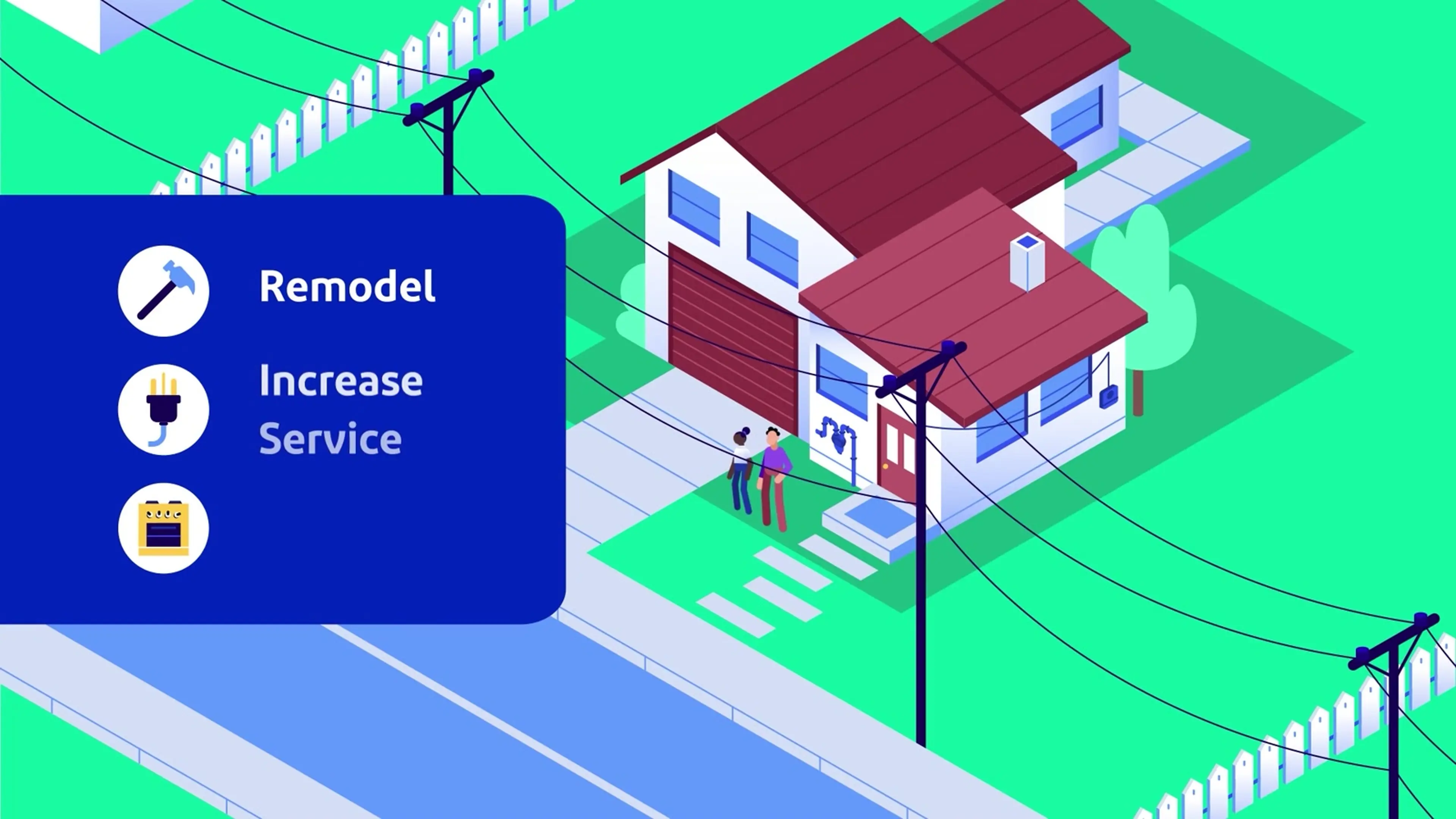 Animated scene from BGE's residential modification and relocation series