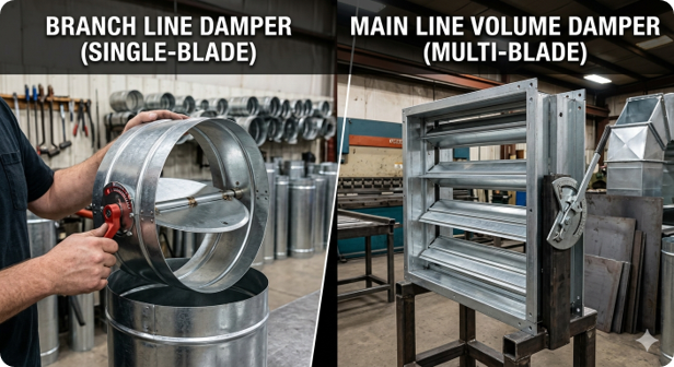 Volume Damper vs Branch Damper Volume Damper vs Branch Damper