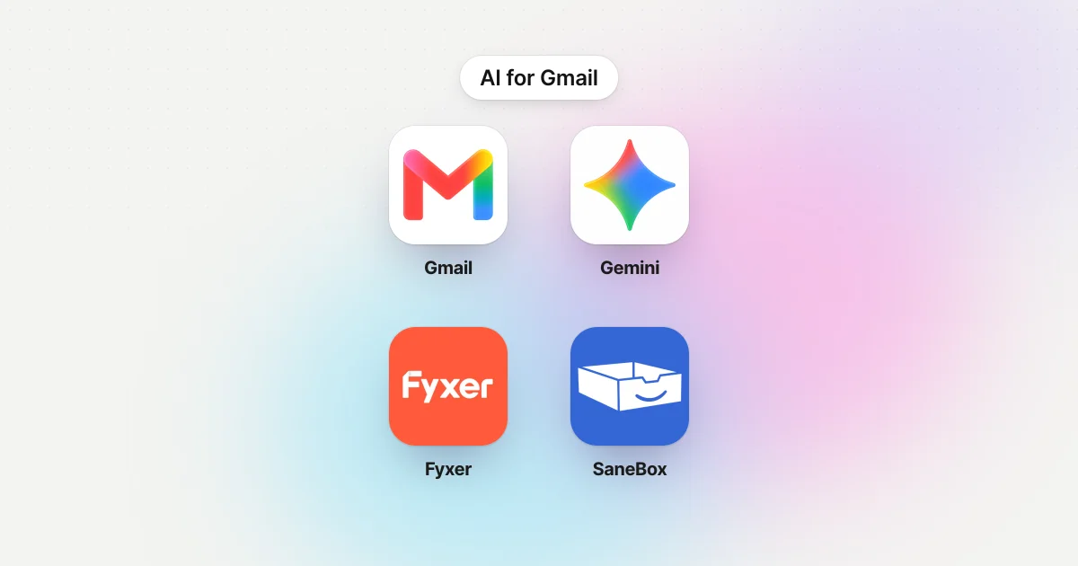 Icons for Gmail, Gemini, Fyxer and SaneBox under the label AI for Gmail