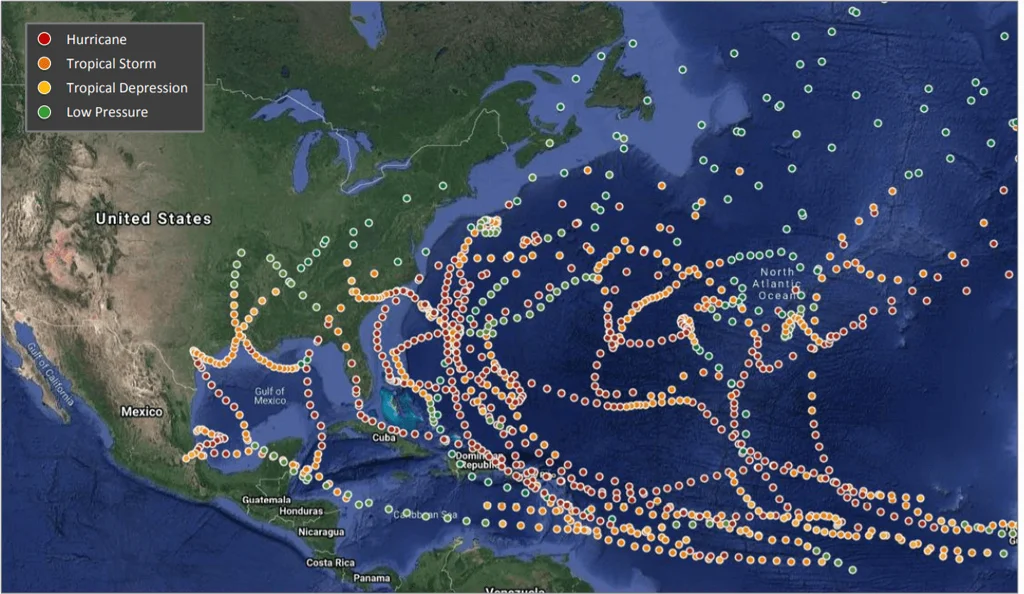 All Atlantic hurricanes and storms from 2017-2019