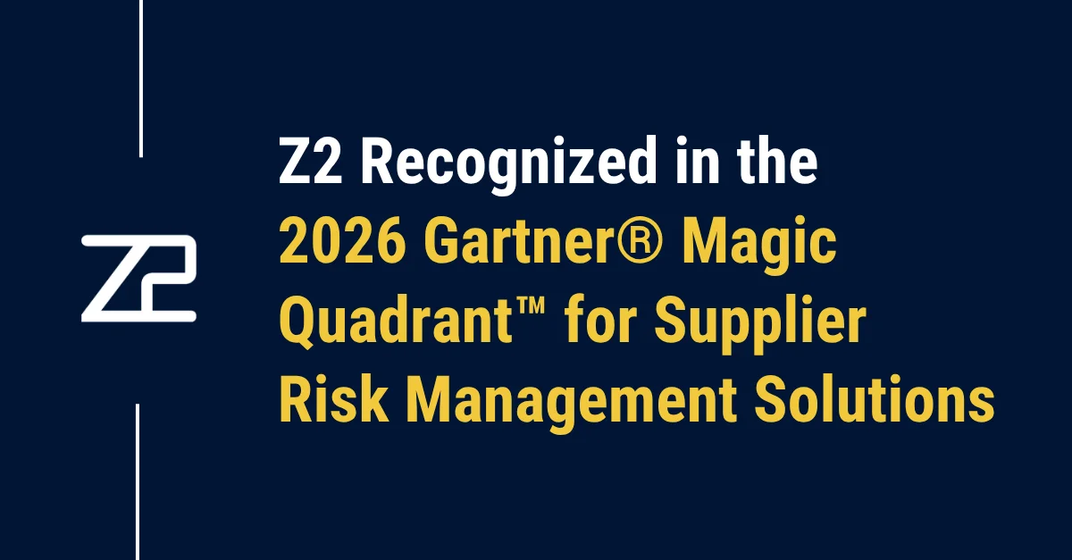 Z2Data Recognized in the Gartner® Magic Quadrant™ for Supplier Risk Management Solutions