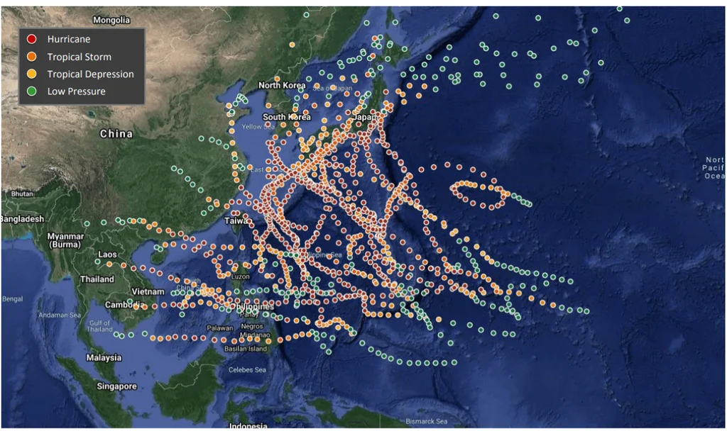 All Pacific typhoons and storms from 2017-2019