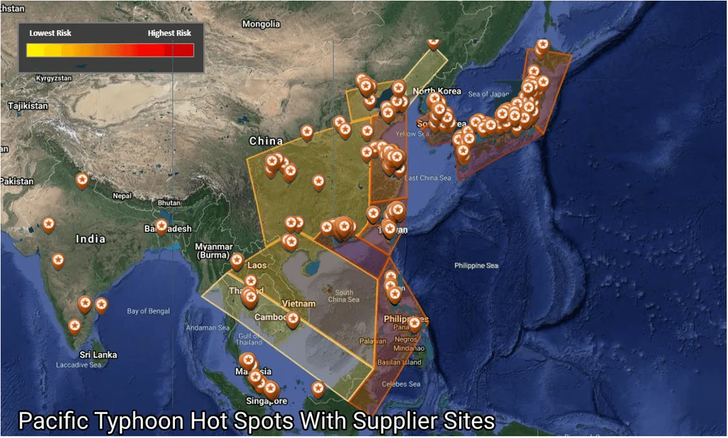 Pacific hotspots with electronics supplier sites overlaid
