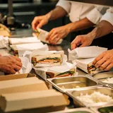 Kitchen with food-safe paper wrapping