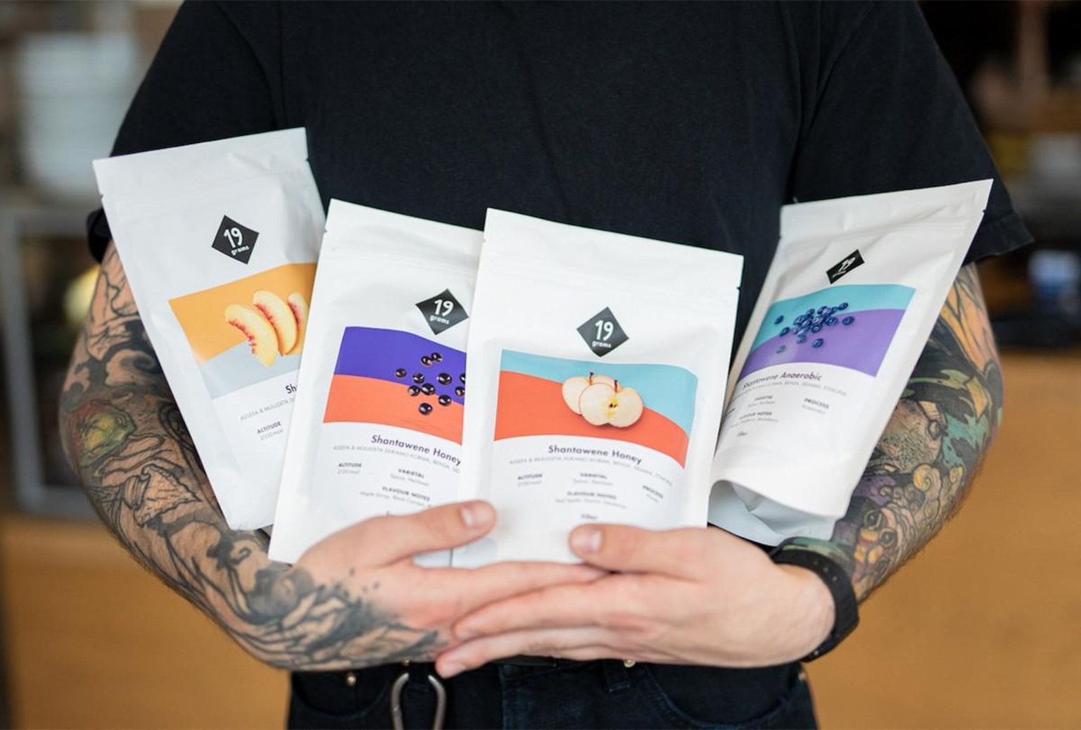 different 19grams coffee bags