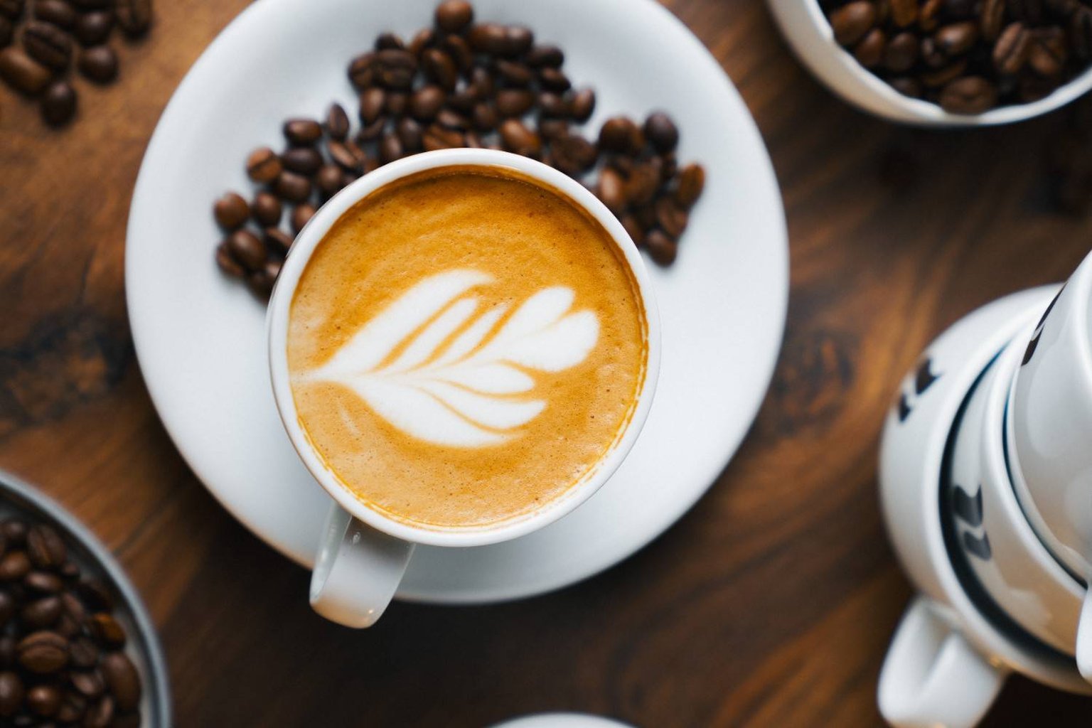 caffee cups with latte art