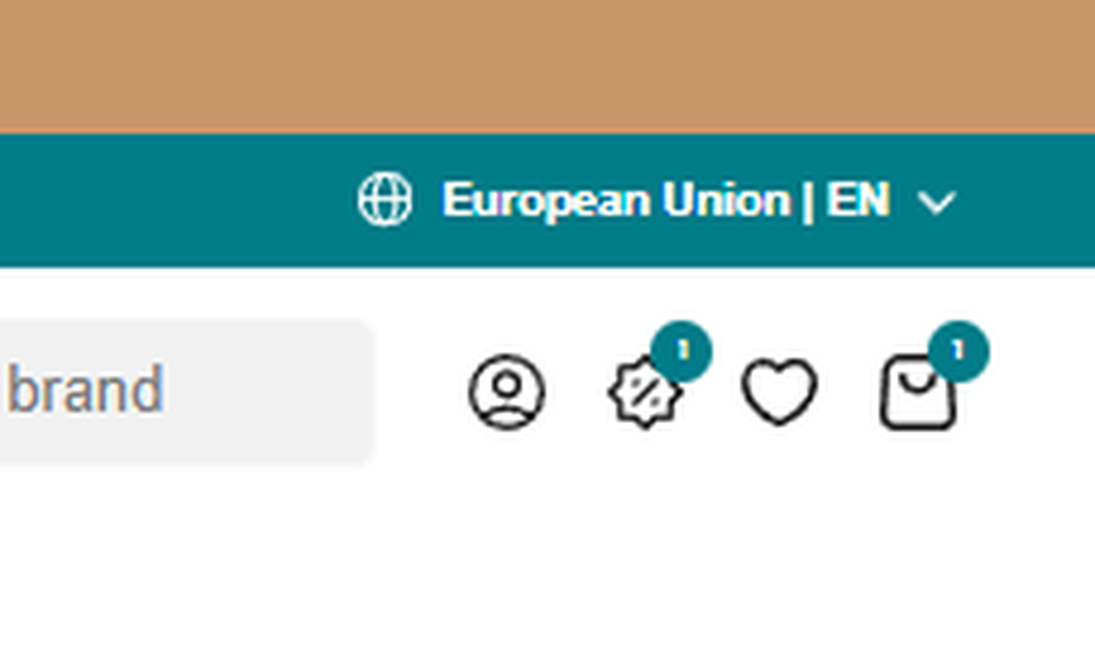 Screenshot of shop navigation
