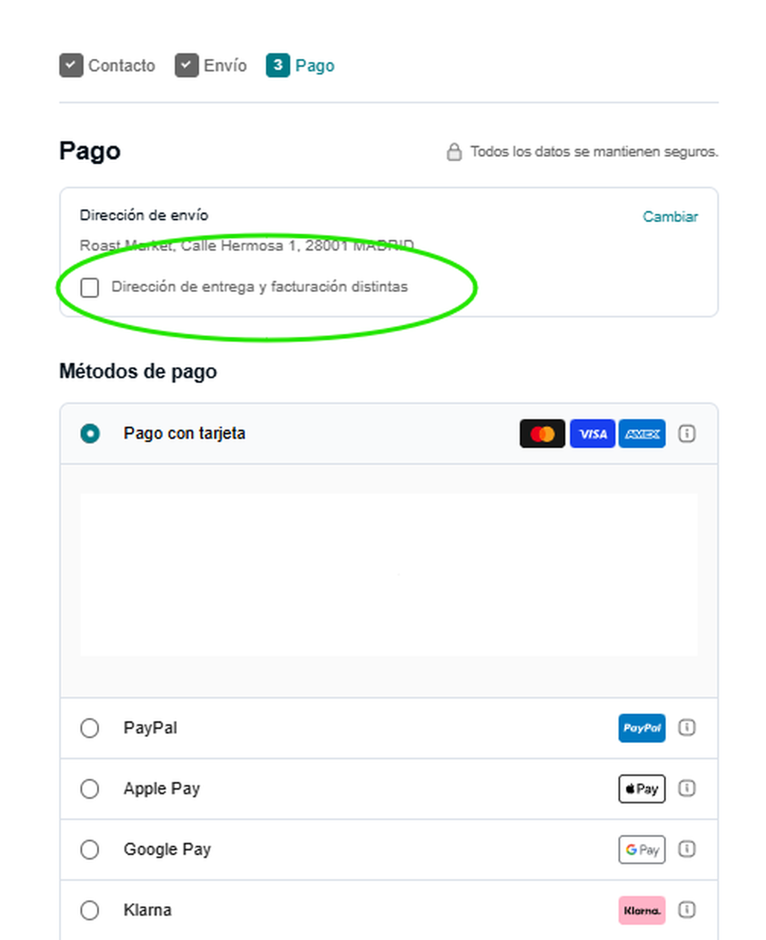 Billing address in Checkout