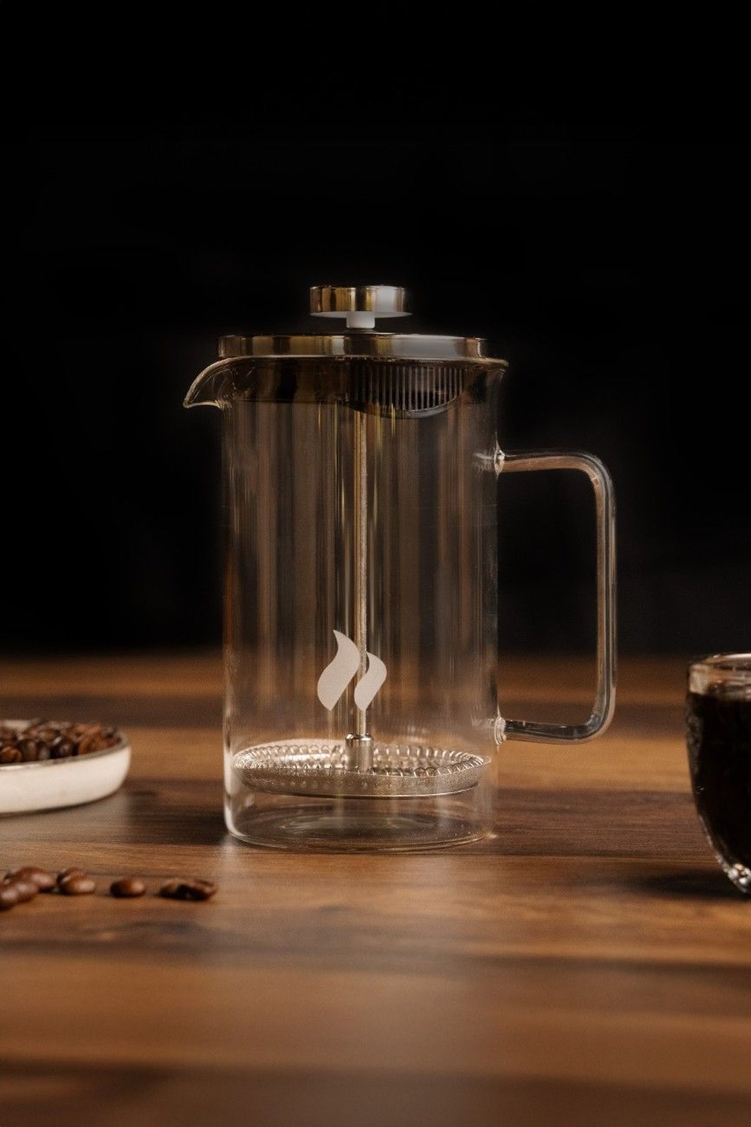 French Press coffee maker for manual coffee brewing at home.