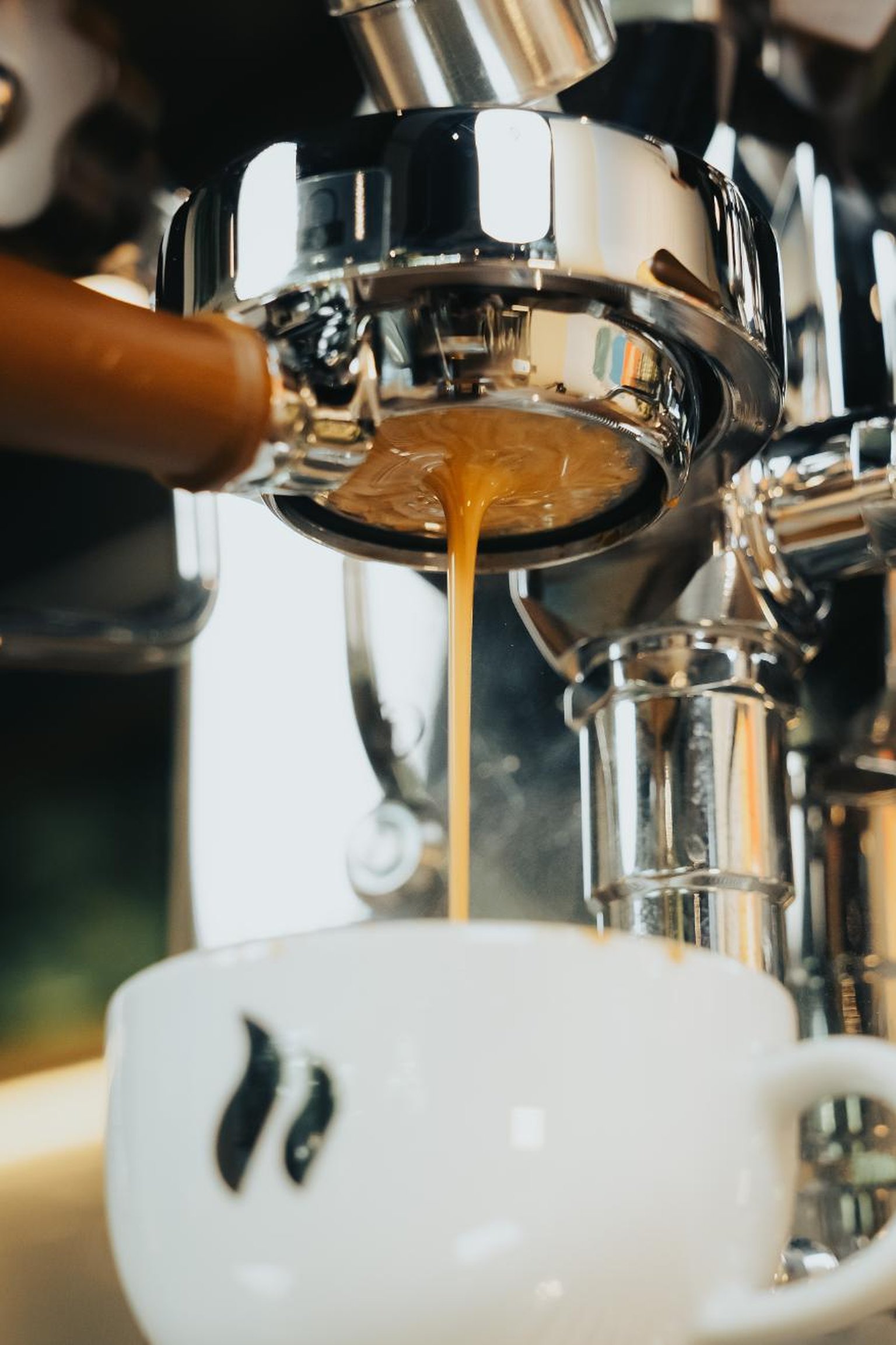 E.S.E. pod machine for quick espresso preparation.